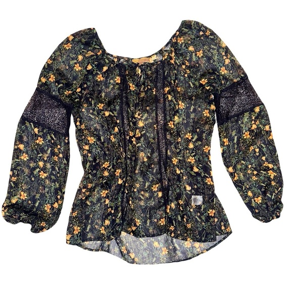 princess vera wang Tops - Vera Wang Princess Sheer Floral and Lace Blouse Size Med